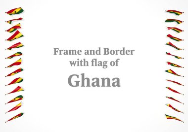 Çerçeve ve Gana bayrağı ile sınır. 3D çizim