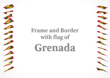 Çerçeve ve Grenada bayrağı ile sınır. 3D çizim