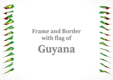 Çerçeve ve Guyana bayrağı ile sınır. 3D çizim