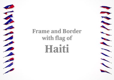 Çerçeve ve Haiti bayrağı ile sınır. 3D çizim