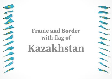 Çerçeve ve Kazakistan bayrağı ile sınır. 3D çizim
