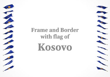 Çerçeve ve Kosova 3d çizim bayrağı ile sınır