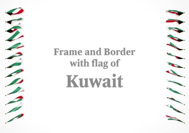 Çerçeve ve Kuveyt bayrağı ile sınır. 3D çizim