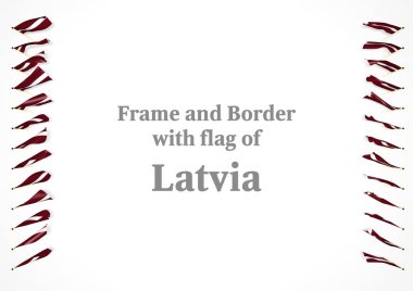 Çerçeve ve bayrak Letonya ile sınır. 3D çizim