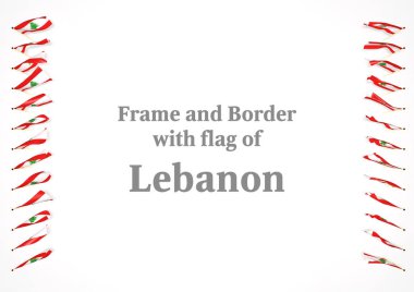 Çerçeve ve Lübnan bayrağı ile sınır. 3D çizim