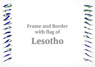 Çerçeve ve Lesoto bayrağı ile sınır. 3D çizim