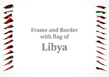 Çerçeve ve Libya bayrağı ile sınır. 3D çizim