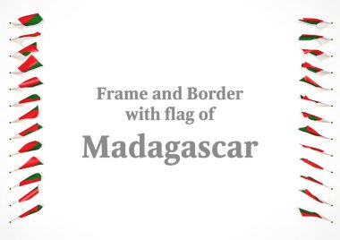 Çerçeve ve Madagaskar bayrağı ile sınır. 3D çizim