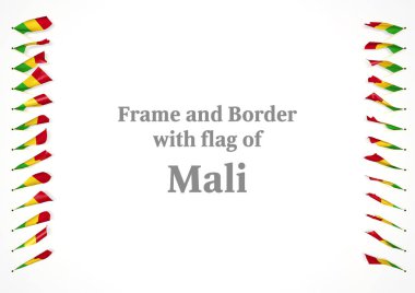 Çerçeve ve Mali bayrağı ile sınır. 3D çizim