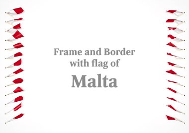 Çerçeve ve Malta bayrağı ile sınır. 3D çizim