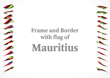 Çerçeve ve Mauritius bayrağı ile sınır. 3D çizim
