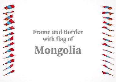 Çerçeve ve Moğolistan bayrağı ile sınır. 3D çizim