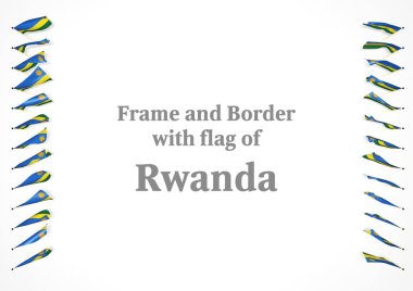 Çerçeve ve Ruanda bayrağı ile sınır. 3D çizim