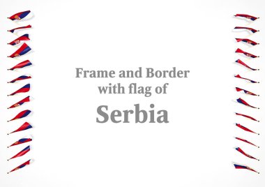 Çerçeve ve Sırbistan bayrağı ile sınır. 3D çizim
