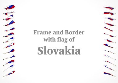 Çerçeve ve Slovakya bayrağı ile sınır. 3D çizim