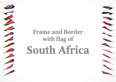 Çerçeve ve Güney Afrika bayrağı ile sınır. 3D çizim