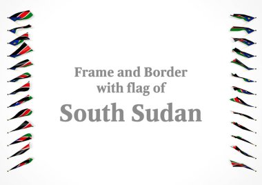 Çerçeve ve Güney Sudan bayrağı ile sınır. 3D çizim