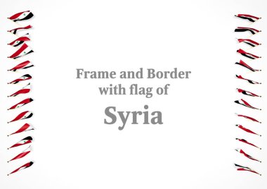 Çerçeve ve bayrak Suriye ile sınır. 3D çizim