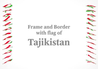 Çerçeve ve Tacikistan bayrağı ile sınır. 3D çizim