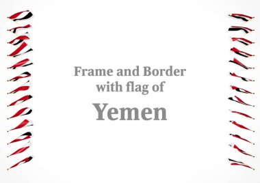 Çerçeve ve Yemen bayrağı ile sınır. 3D çizim