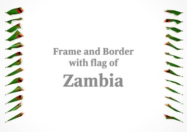 Çerçeve ve Zambiya bayrağı ile sınır. 3D çizim
