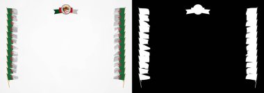 Çerçeve ve bayrak ve silah kat Cezayir ile sınır. 3D çizim