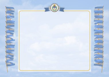 Çerçeve ve bayrak ve silah kat Arjantin sınırında. 3D çizim