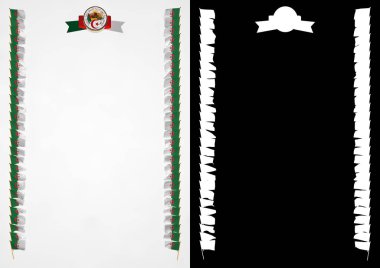 Çerçeve ve bayrak ve silah kat Cezayir ile sınır. 3D çizim