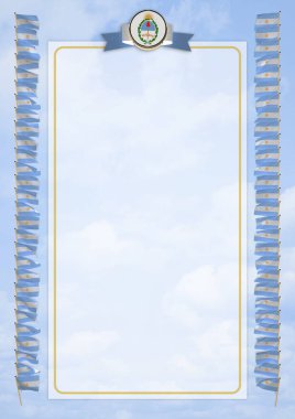 Çerçeve ve bayrak ve silah kat Arjantin sınırında. 3D çizim