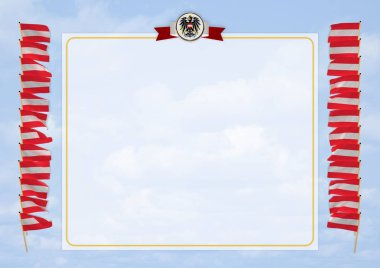 Çerçeve ve bayrak ve silah kat Avusturya sınırında. 3D çizim