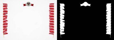 Çerçeve ve bayrak ve silah kat Avusturya sınırında. 3D çizim