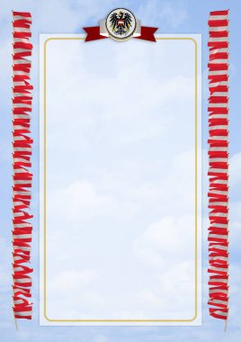 Çerçeve ve bayrak ve silah kat Avusturya sınırında. 3D çizim