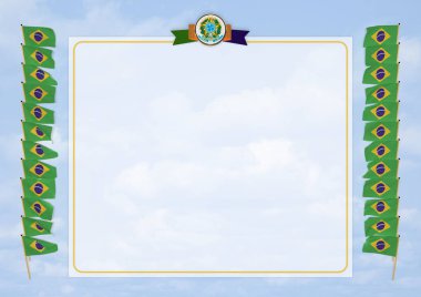 Çerçeve ve bayrak ve silah kat Brezilya sınırında. 3D çizim