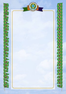 Çerçeve ve bayrak ve silah kat Brezilya sınırında. 3D çizim