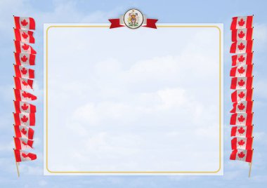 Çerçeve ve bayrak ve silah kat Kanada sınırında. 3D çizim