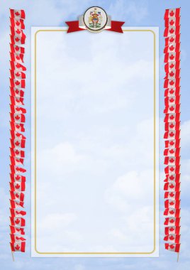 Çerçeve ve bayrak ve silah kat Kanada sınırında. 3D çizim