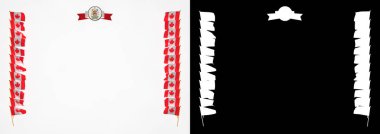 Çerçeve ve bayrak ve silah kat Kanada sınırında. 3D çizim