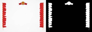 Çerçeve ve bayrak ve silah kat Çin sınırında. 3D çizim