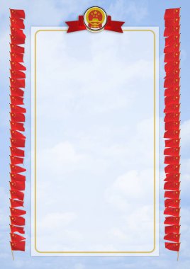 Çerçeve ve bayrak ve silah kat Çin sınırında. 3D çizim