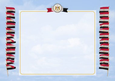 Çerçeve ve bayrak ve silah kat Mısır sınırında. 3D çizim