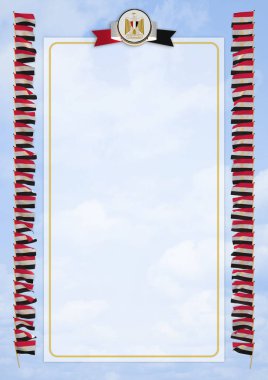 Çerçeve ve bayrak ve silah kat Mısır sınırında. 3D çizim