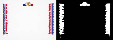 Çerçeve ve bayrak ve askeri üniformaları Fransa ile sınır. 3D çizim