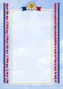 Çerçeve ve bayrak ve askeri üniformaları Fransa ile sınır. 3D çizim