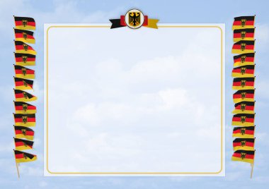 Çerçeve ve bayrak ve silah kat Almanya ile sınır. 3D çizim