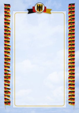 Çerçeve ve bayrak ve silah kat Almanya ile sınır. 3D çizim