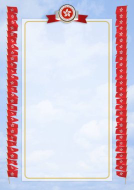 Çerçeve ve bayrak ve silah kat Hong Kong sınırında. 3D çizim