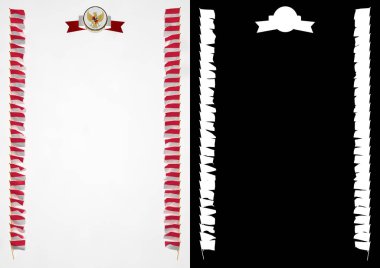 Çerçeve ve bayrak ve silah kat Endonezya ile sınır. 3D çizim