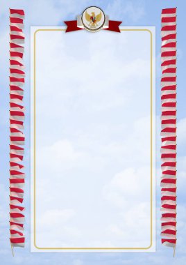 Çerçeve ve bayrak ve silah kat Endonezya ile sınır. 3D çizim