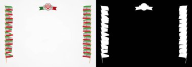 Çerçeve ve bayrak ve silah kat Iran sınırında. 3D çizim