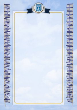 Çerçeve ve bayrak ve silah kat İsrail sınırında. 3D çizim